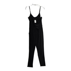 Charlotte Russe Jumpsuit Size 2X Black Cinched Waist Stretch Spaghetti Straps